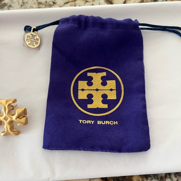 Tory Burch Gold Earrings with bag and box - Picture 11 of 15
